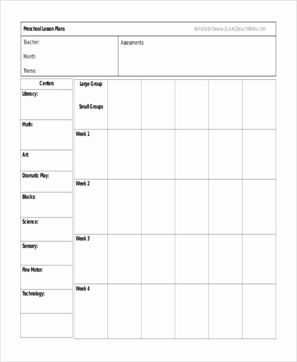 Lesson Plan Template Preschool Awesome 10 Printable Preschool Lesson Plan Templates Free Pdf