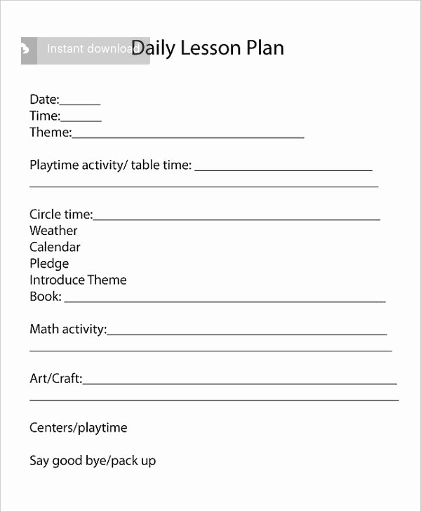 Lesson Plan Template Preschool Best Of Preschool Lesson Plan Template 9 Free Word Pdf Psd