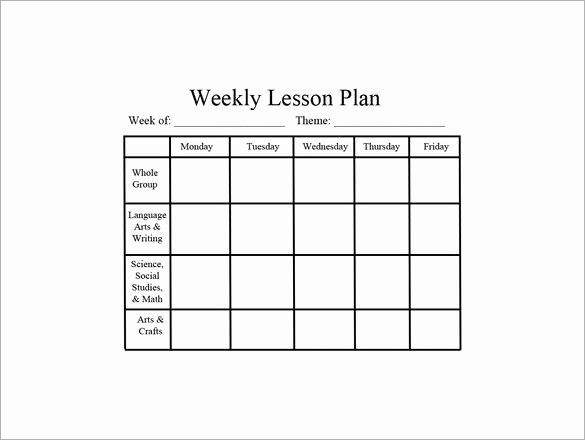 Lesson Plan Template Word New Weekly Lesson Plan Template 8 Free Word Excel Pdf