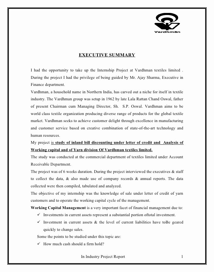 Letter Of Credit Template Elegant Project On Letter Of Credit and Working Capital
