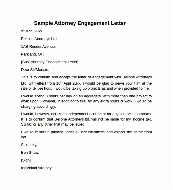 Letter Of Engagement Template Lovely 9 Sample Engagement Letters to Download