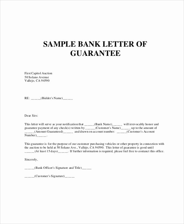 Letter Of Guarantee Template Best Of 54 Guarantee Letter Samples Pdf Doc