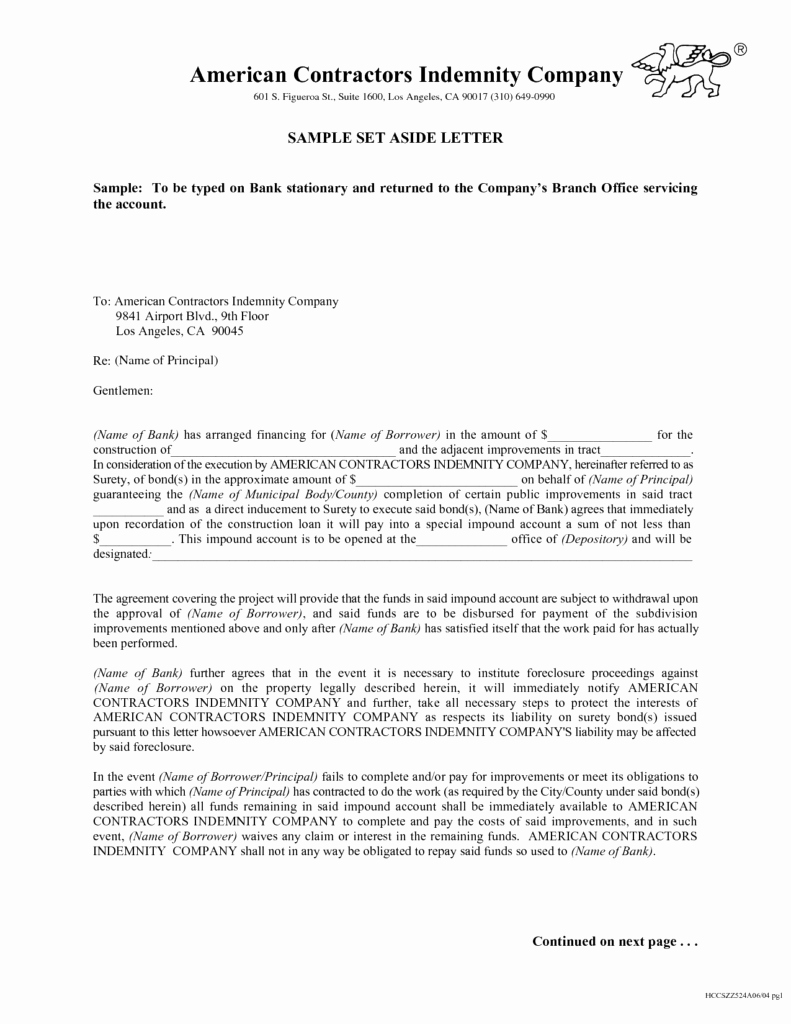 Letter Of Indemnification Template New Indemnity for the Bank Templates