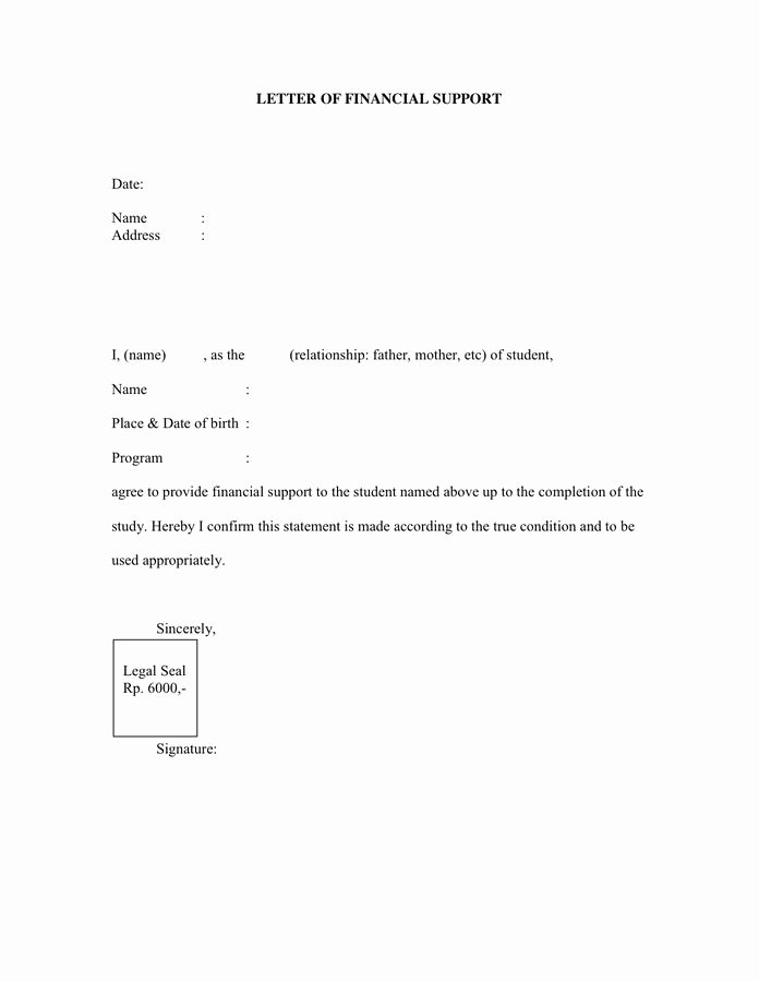 Letter Of Support Template Beautiful Sample Letter Of Financial Support Pdf Doc Page 1 Of 1
