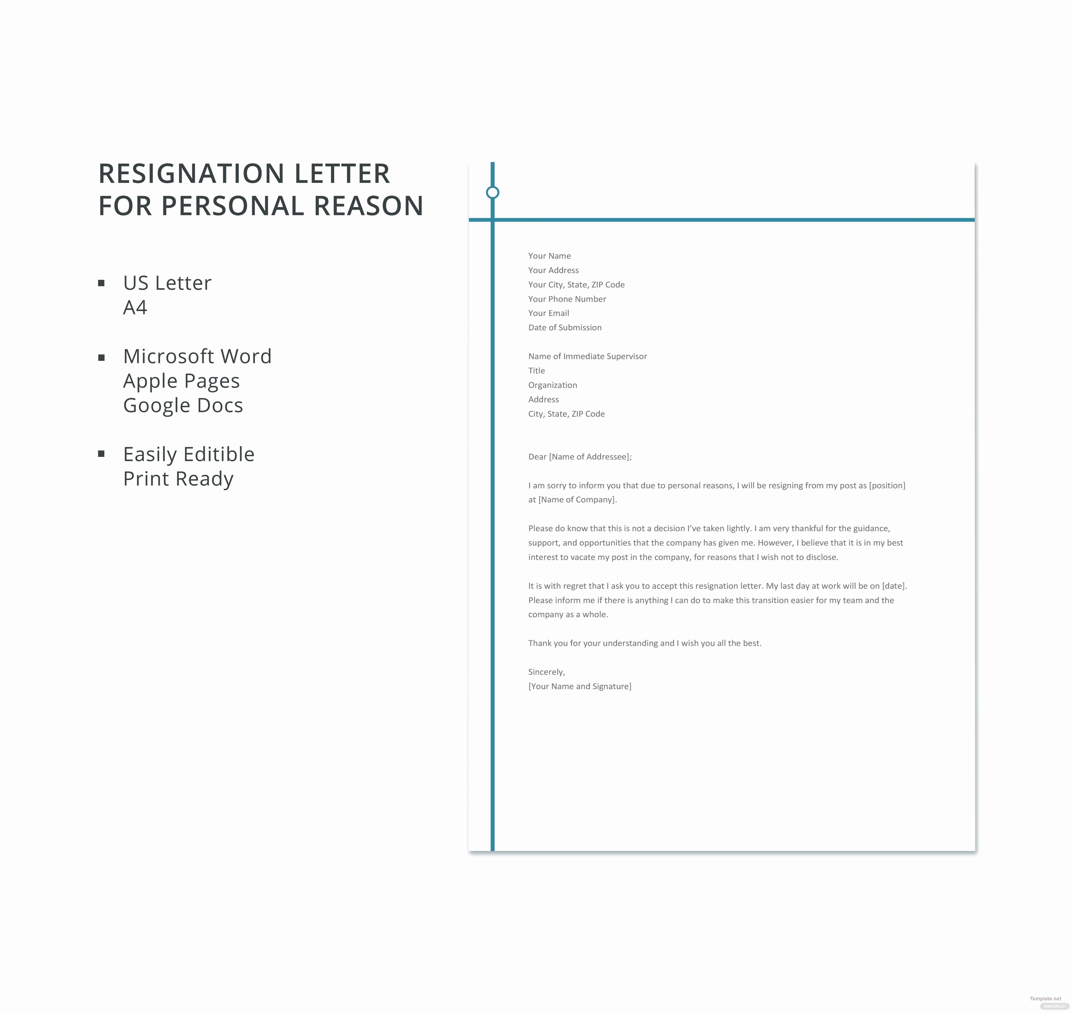 Letter Template Google Docs Inspirational Free Resignation Letter Template for Personal Reason In