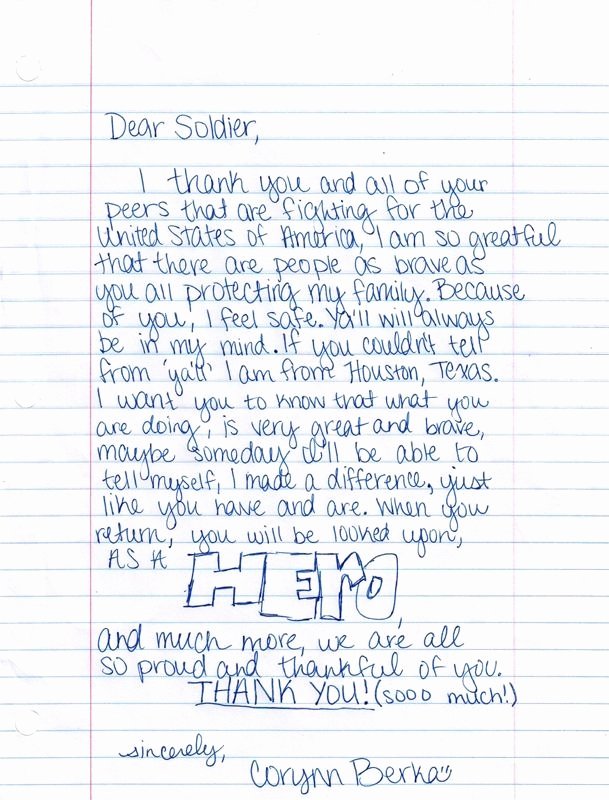 Letter to soldier Template Elegant Sample Letters to sol Rs