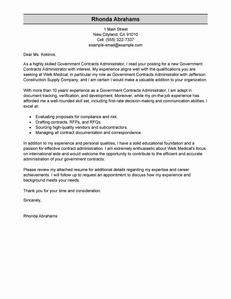 Letter to soldiers Template Elegant Best Government &amp; Military Cover Letter Examples