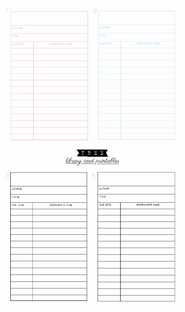 Library Checkout Cards Template Awesome 1743 Best Free Printables Images On Pinterest