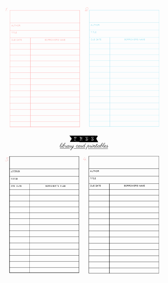 free library card printables