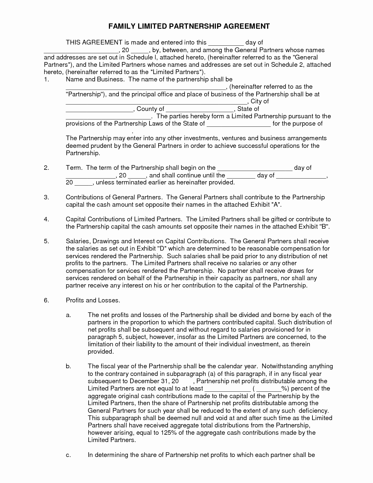 Limited Partnership Agreement Template Awesome 10 Best Of Family Partnership Agreement Templates