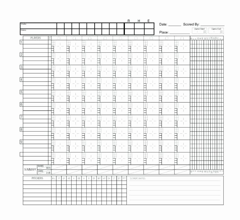 Little League Lineup Template Unique softball Little League Baseball Scorecard Scores today