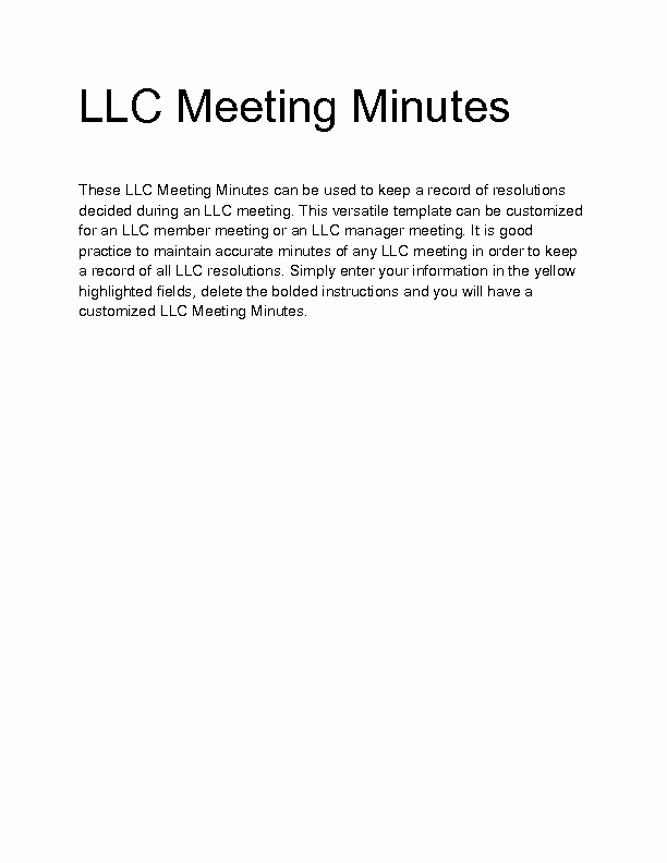 Llc Meeting Minutes Template Best Of Wel E to Docs 4 Sale