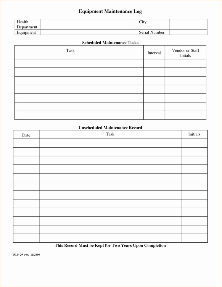 Maintenance Log Template Excel Awesome Heavy Equipment Maintenance Spreadsheet – Spreadsheet Template