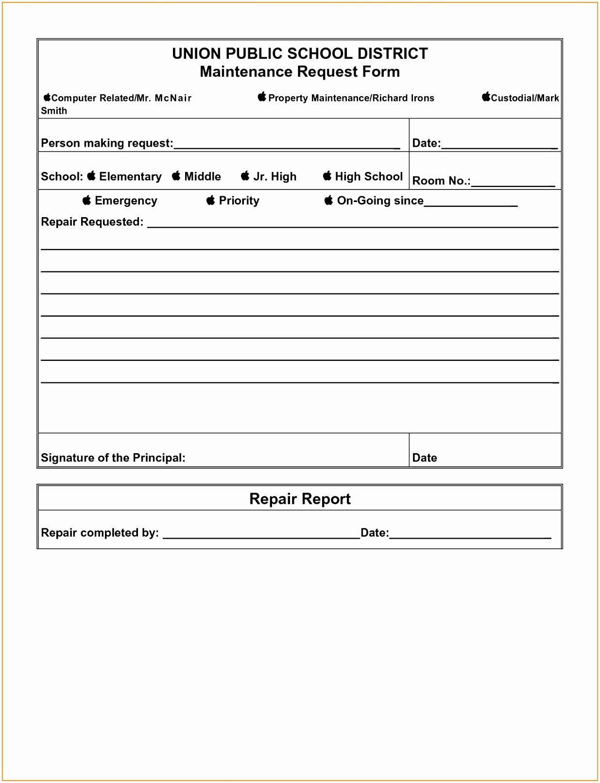 Maintenance Request form Template Awesome 8 Apartment Maintenance Request form Template Eerzr