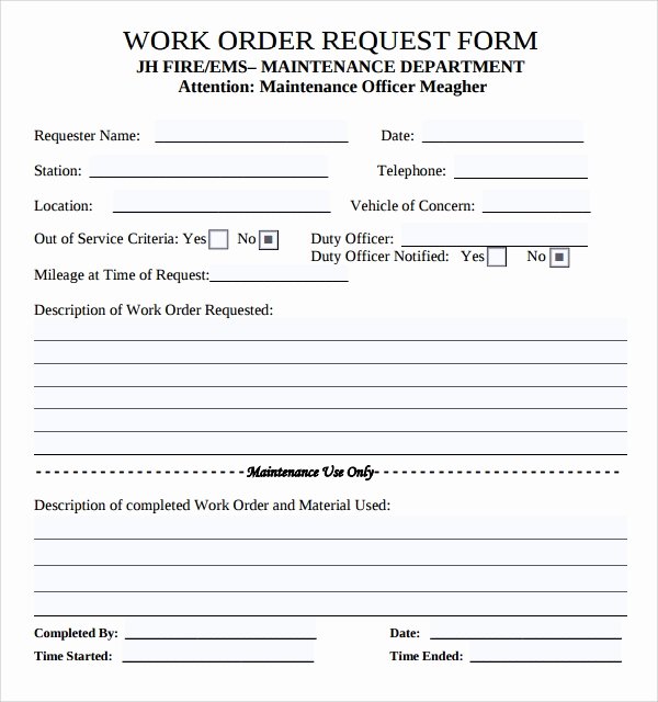 Maintenance Request form Template Beautiful 8 Sample Maintenance Work order forms