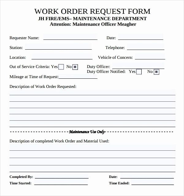 Maintenance Request form Template Elegant Printable Maintenance Work order forms