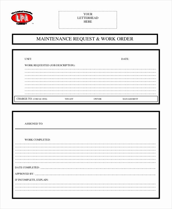 Maintenance Request form Template Fresh 13 order Template Free Sample Example format