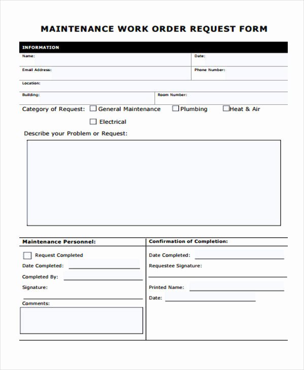 Maintenance Request form Template Luxury 22 Work order form Template