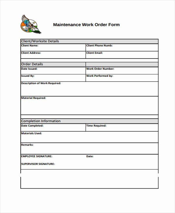 Maintenance Work order Template Beautiful Work order Templates 9 Free Pdf format Download