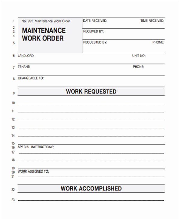Maintenance Work order Template Luxury 28 Work order Templates Ai Psd