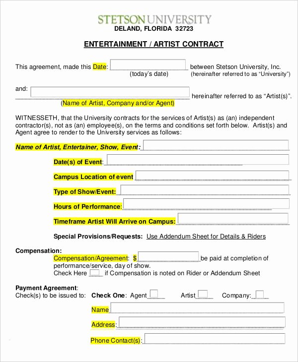 Makeup Artist Contract Template Beautiful 14 Artist Contract Templates Word Pages Docs