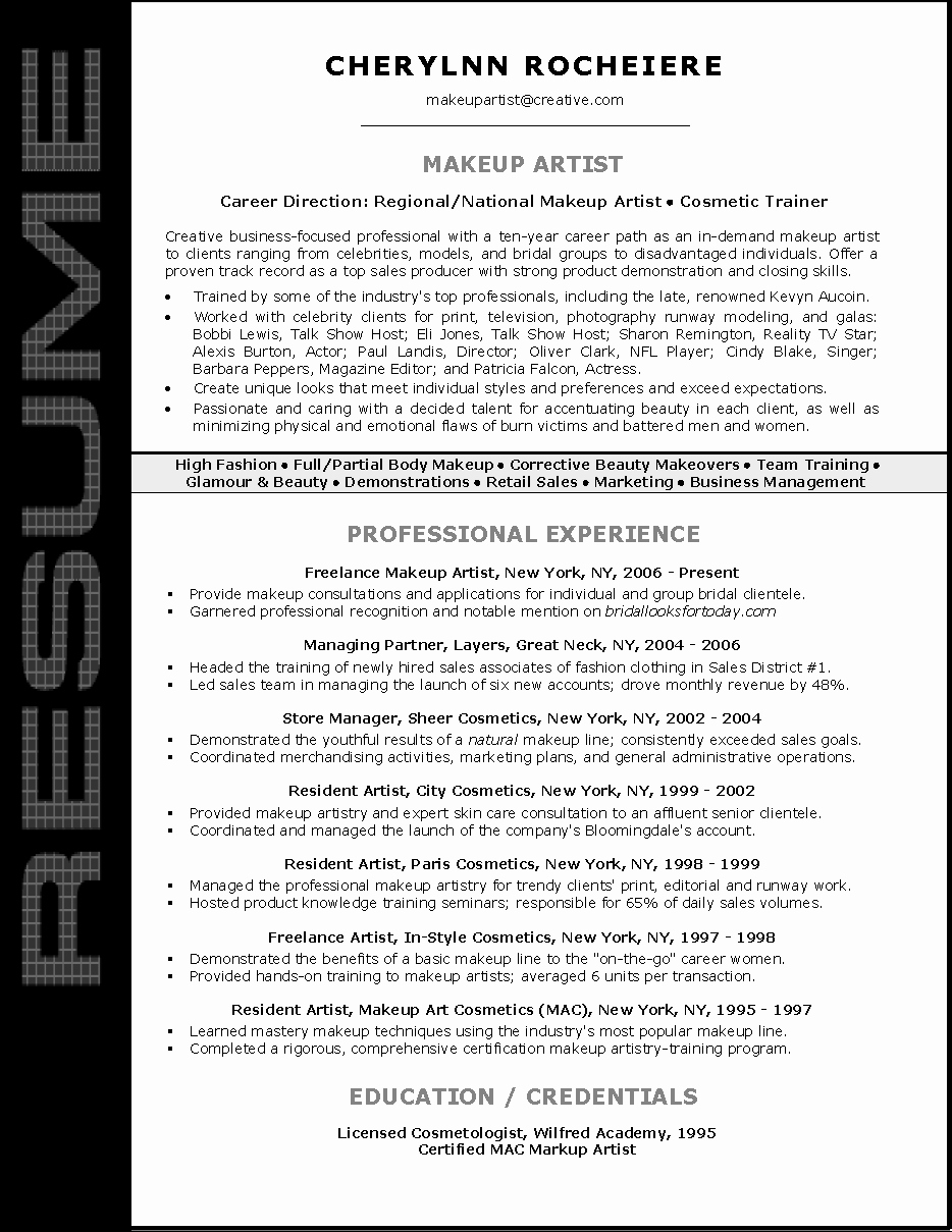 Makeup Artist Resume Template Best Of New Arts Student Resume format – Perfect Resume format