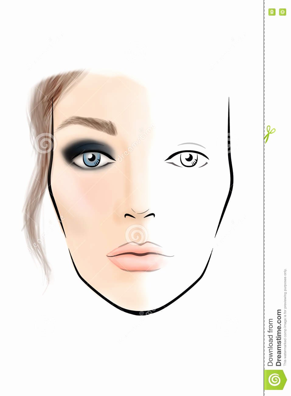 Makeup Artist Website Template Beautiful Face Chart Makeup Artist Blank Stock Illustration