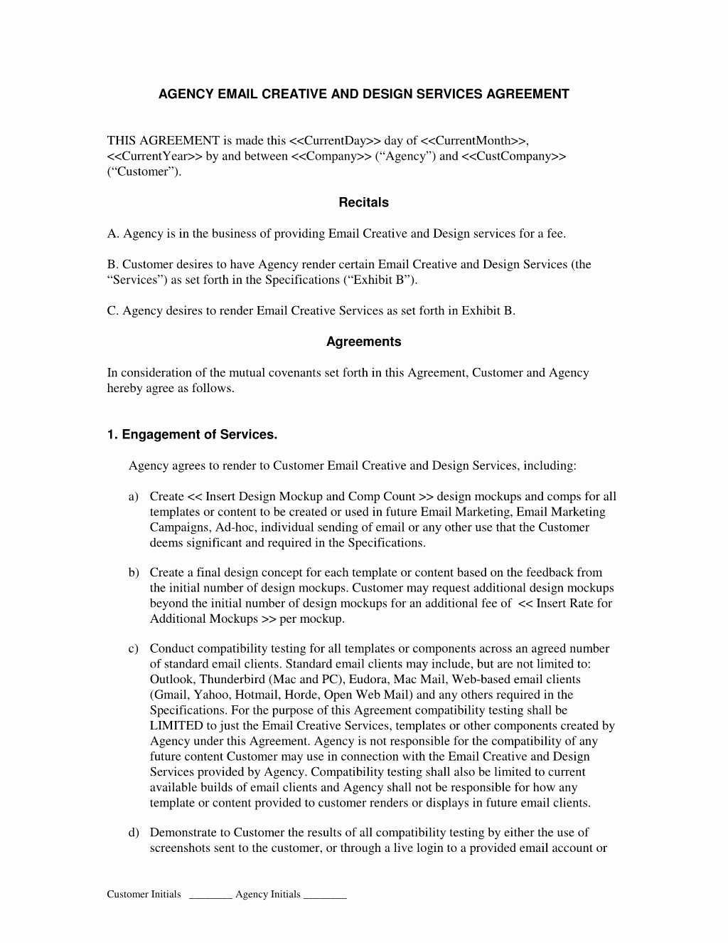 Marketing Agency Agreement Template Unique Ad Agency Contract Free Printable Documents