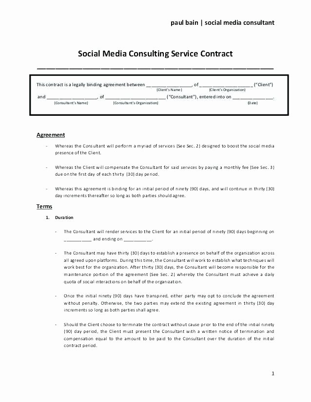 Marketing Consultant Contract Template Best Of Marketing Agency Contract Template Unique Agreement