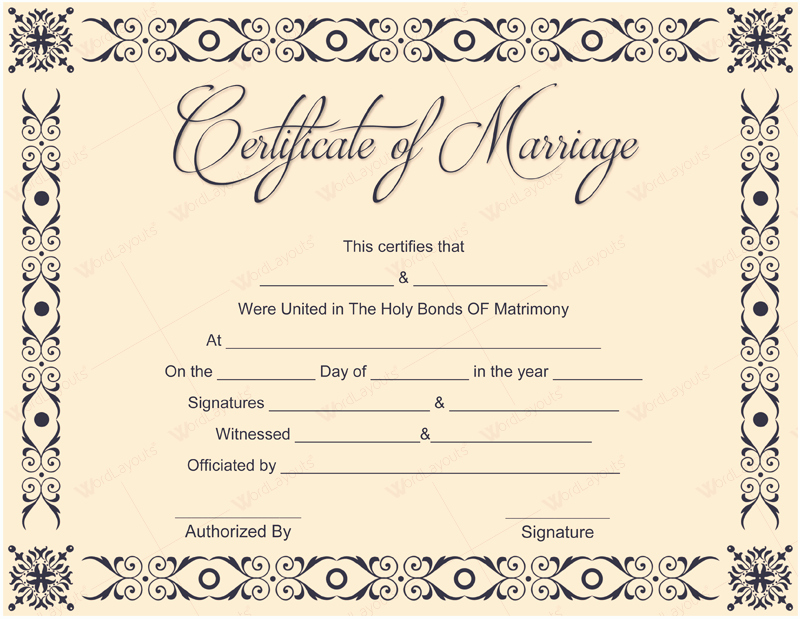Marriage Certificate Template Word Elegant Printable Marriage Certificate Templates 10 Editable