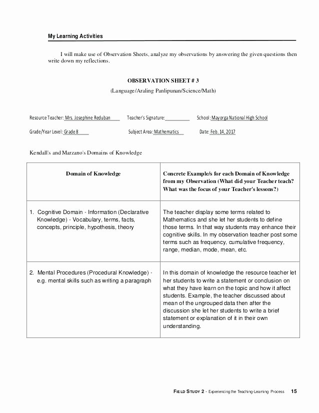 Marzano Lesson Plan Template Lovely Art Lesson Plan Template – Marzano Lesson