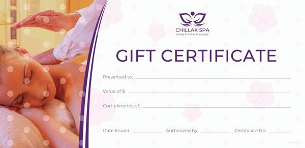 Massage Gift Certificate Template Elegant 155 Gift Certificate Templates – Free Sample Example