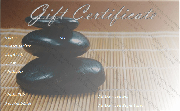 Massage Gift Certificate Template Elegant Zen Rocks Gift Certificate Template