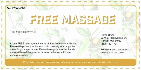 Massage Gift Certificate Template New Free Massage Gift Voucher Template