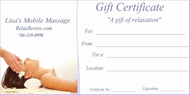 Massage Gift Certificate Template New Massage T Certificate Template