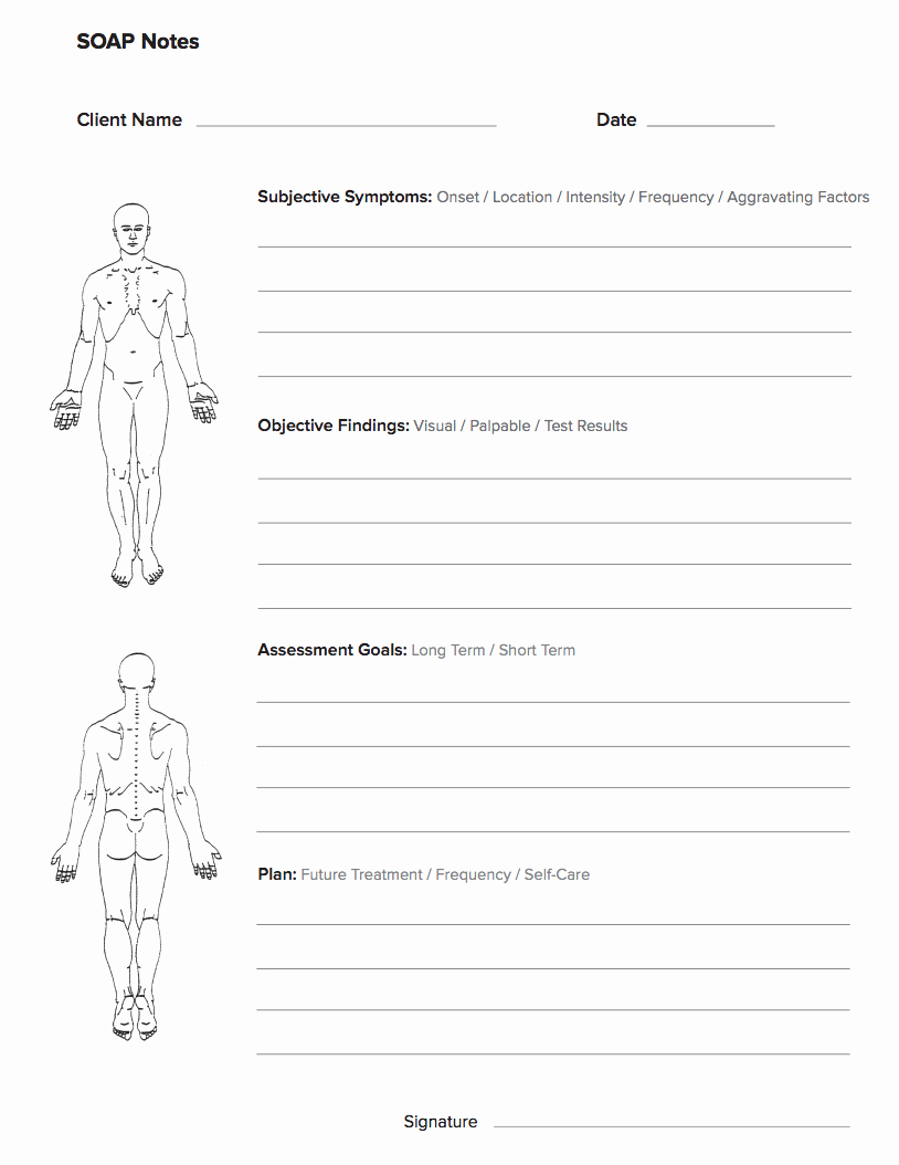 Massage soap Note Template Best Of Free Massage soap Notes forms Massagebook