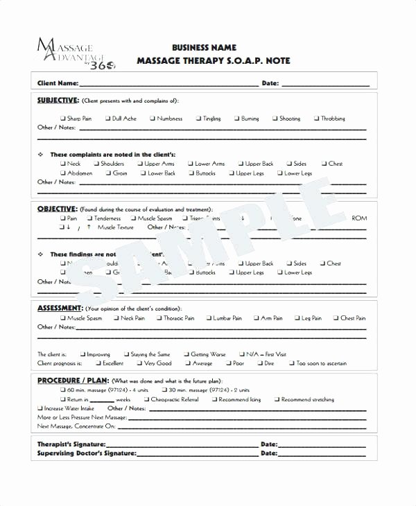 Massage soap Note Template Fresh Massage therapy soap Note Charts Notes Templates Free