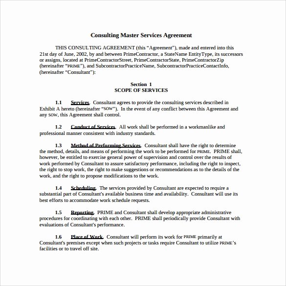 Master Services Agreement Template Beautiful 15 Sample Master Service Agreement Templates