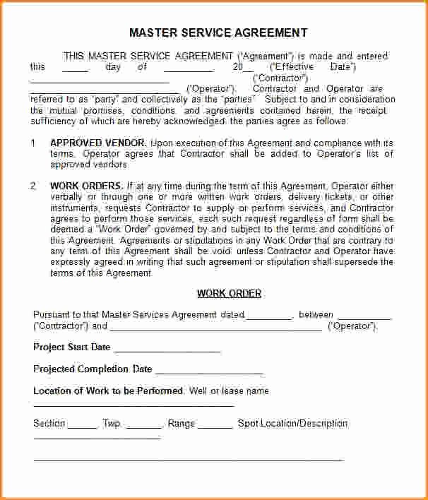 Master Services Agreement Template New Master Service Agreement Template