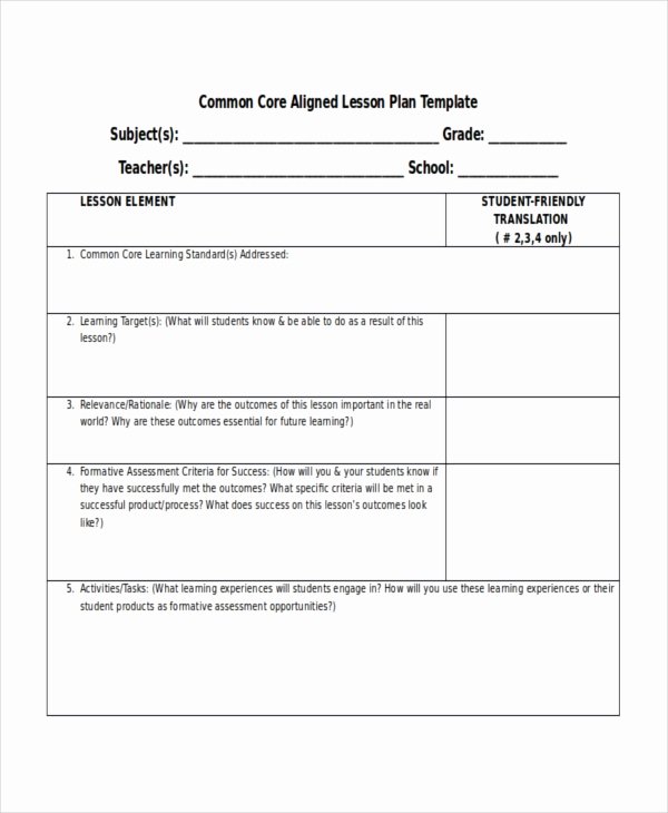 Math Lesson Plan Template Awesome High School Lesson Plan Template Mon Core Lesson Plan