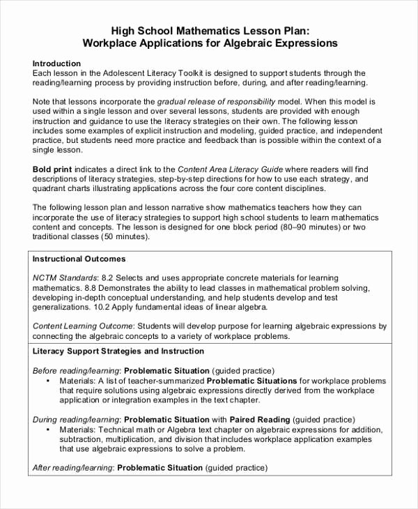 Math Lesson Plan Template Lovely 40 Lesson Plan Templates