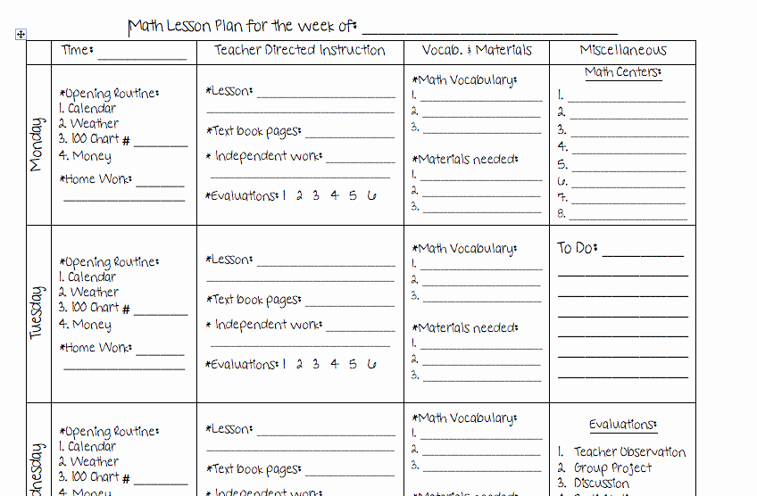 Math Lesson Plan Template Luxury Ms M S Blog New Math Template is Avaliable for Purchase
