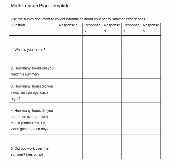 Math Lesson Plan Template Unique 7 Math Lesson Plan Template Free Pdf Word format