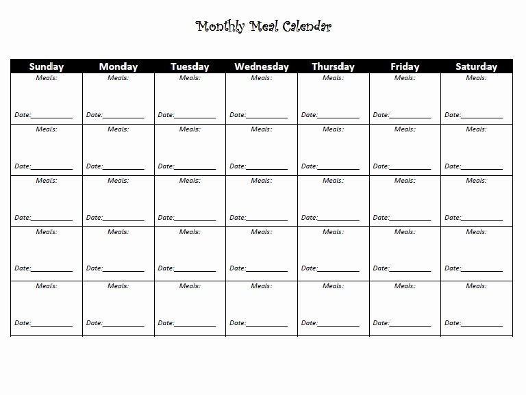 Meal Plan Calendar Template Best Of Meal Calendars