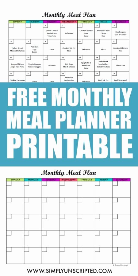 Meal Plan Calendar Template New Meal Plan Calendar Template