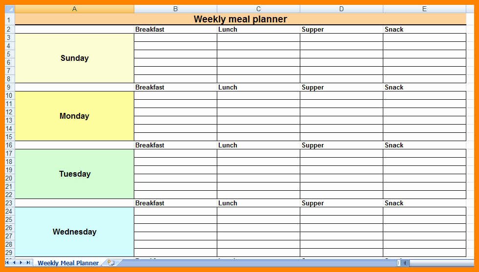 Meal Plan Template Excel Unique 18 Excel Meal Plan Template