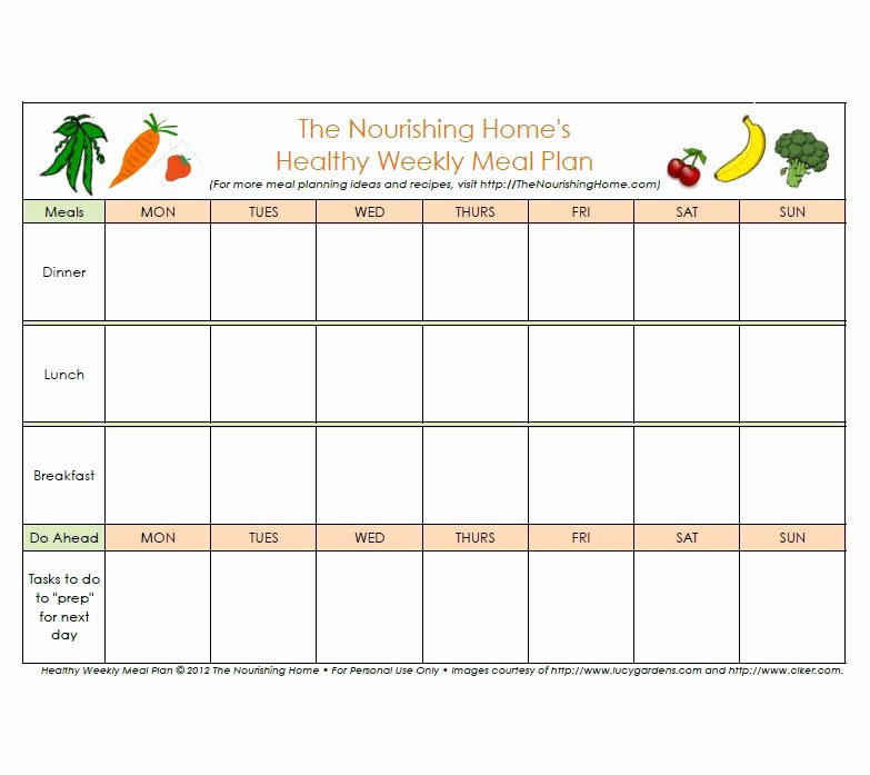 Meal Plan Template Free Fresh 40 Weekly Meal Planning Templates Template Lab