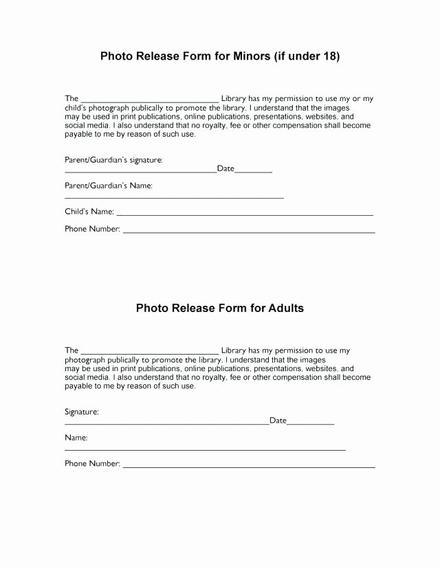 Media Release form Template Inspirational Media Waiver Template Minor Media Release form Template