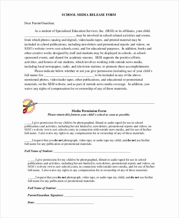 Media Release form Template Unique 53 Generic Release forms