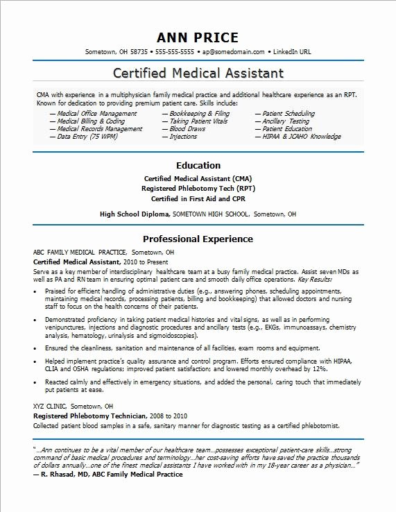 Medical assistant Resume Template New Medical assistant Resume Sample